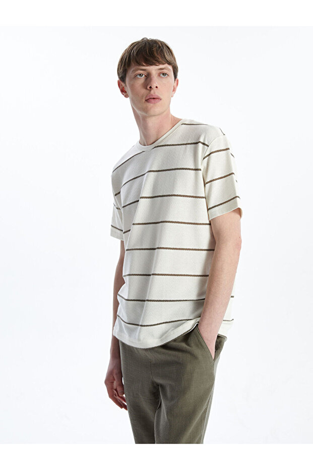 Nevavm with a Difference Oval Collar Short Sleeve Striped Men's T-Shirt