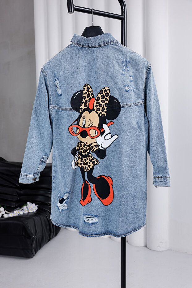 سترة جينز بظهر مطبوع قصة فضفاضة - 2