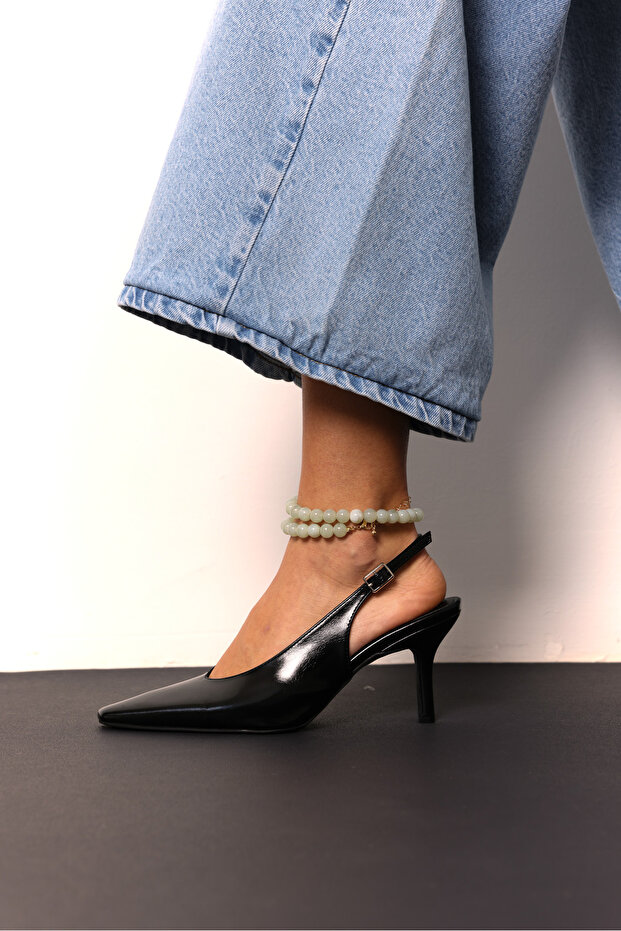 Heels 2616 - Minimal Asymmetric Blunt Toe Black Women's Heels