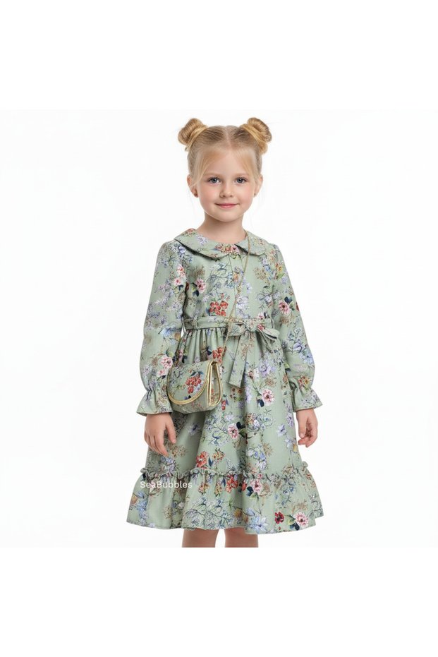 Floral Girl's Dress with Bag