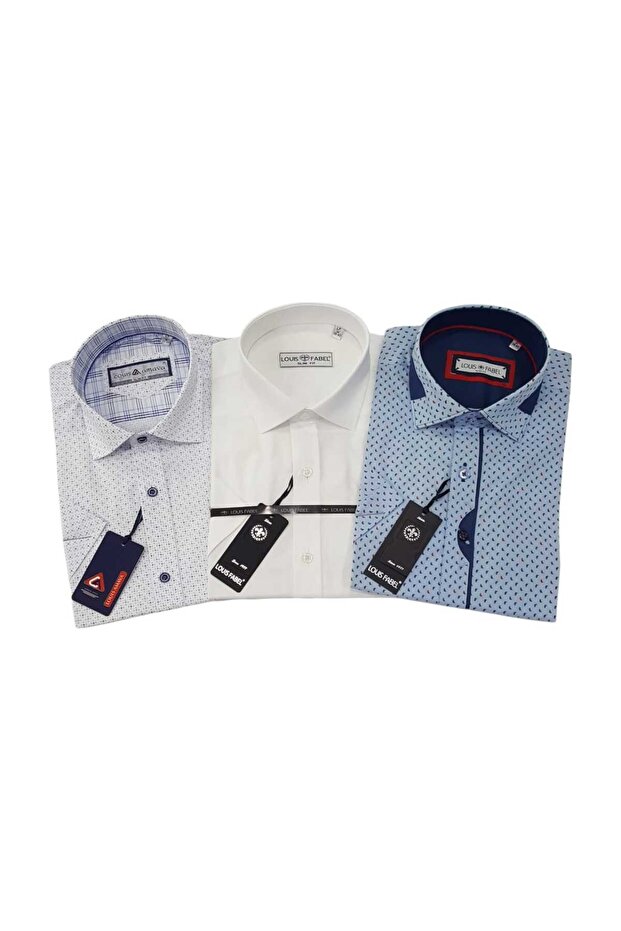 3-Piece Slim Fit Men's Short Sleeve Shirt Set – Size m