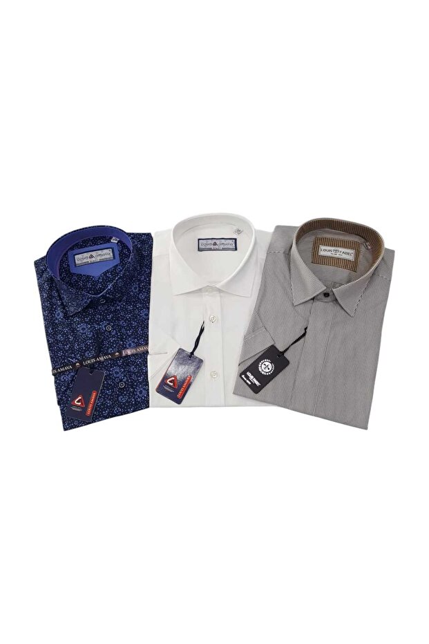 3-Piece Slim Fit Men's Short Sleeve Shirt Set – Size m