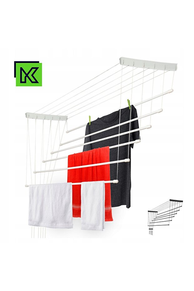 Bathroom Ceiling-Mounted Clothes Dryer 6 Bars 110cm Durable Solid - 6