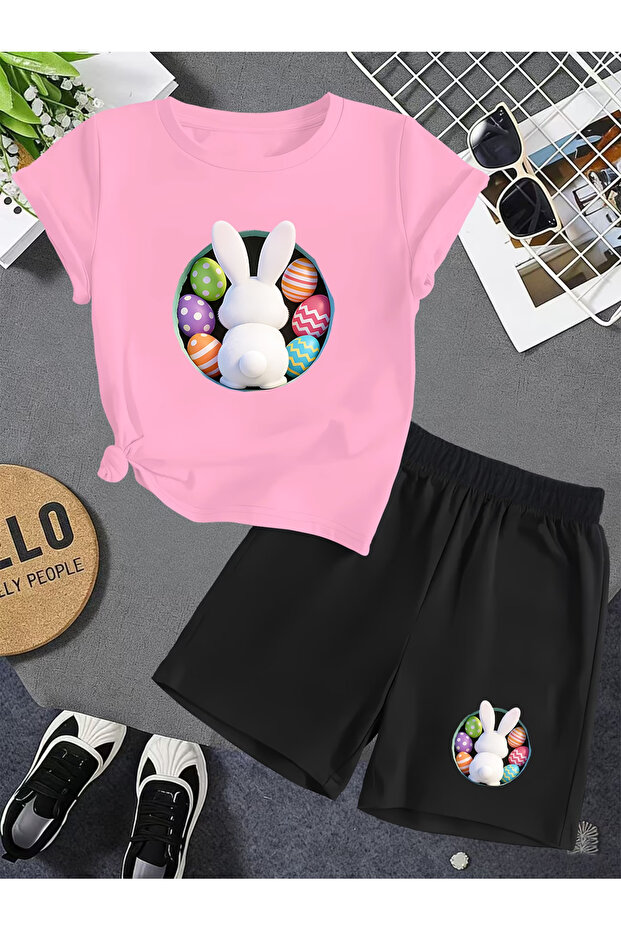 Rabbit Printed Oversized Shorts Set - 1