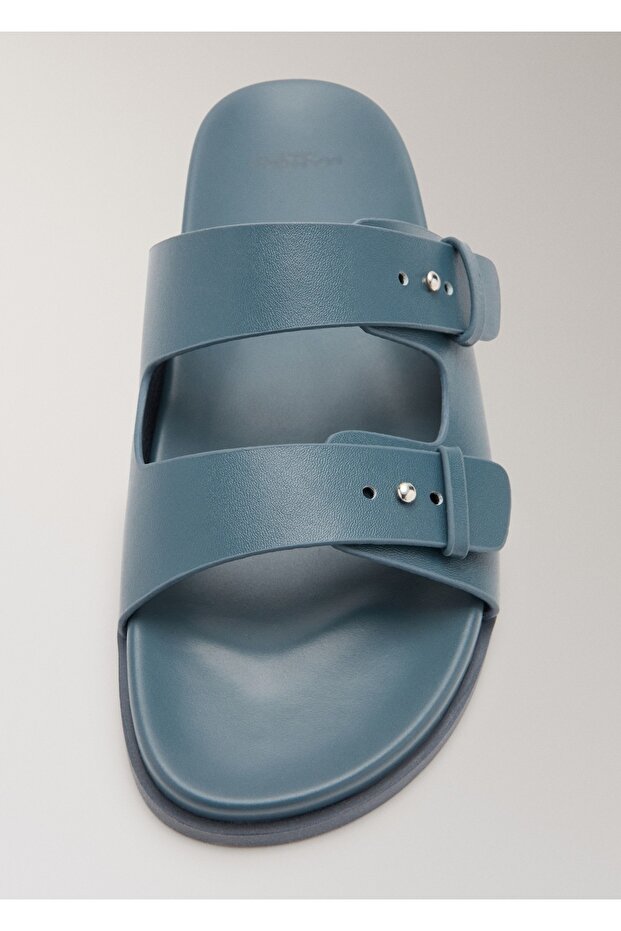 Çift tokalı deri sandalet - 4