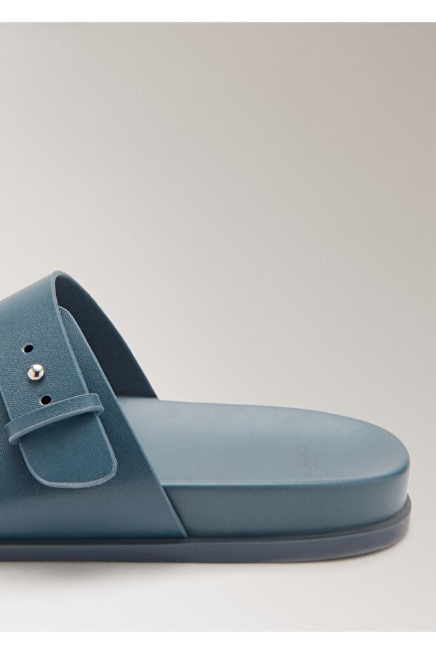 Çift tokalı deri sandalet - 3