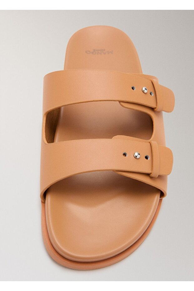 Çift tokalı deri sandalet - 4