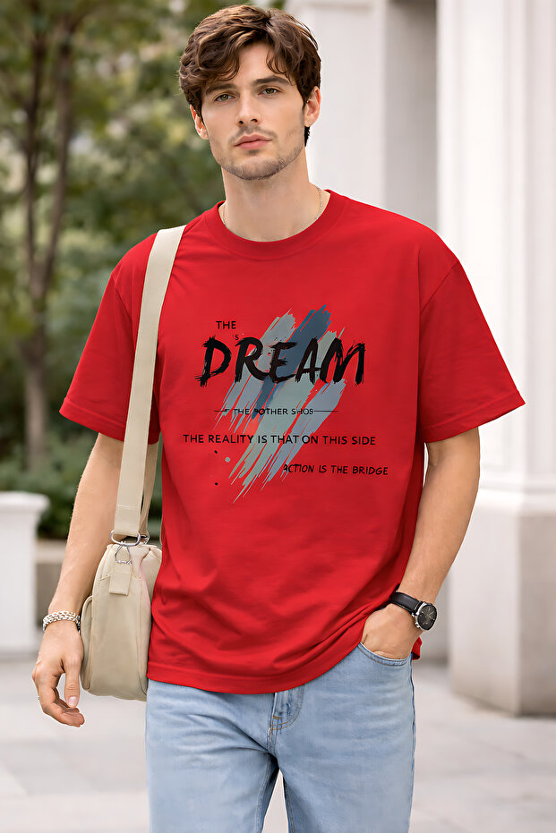 The Dream Printed Cotton Lu Relaxed Fit Round Neck Unisex T-Shirt