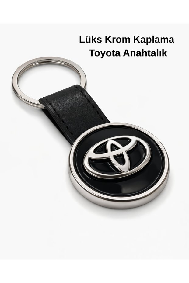 Premium Toyota Keychain Chrome Plated Auto Keychain Metal Body Leather Belt Toyota Car Keychain