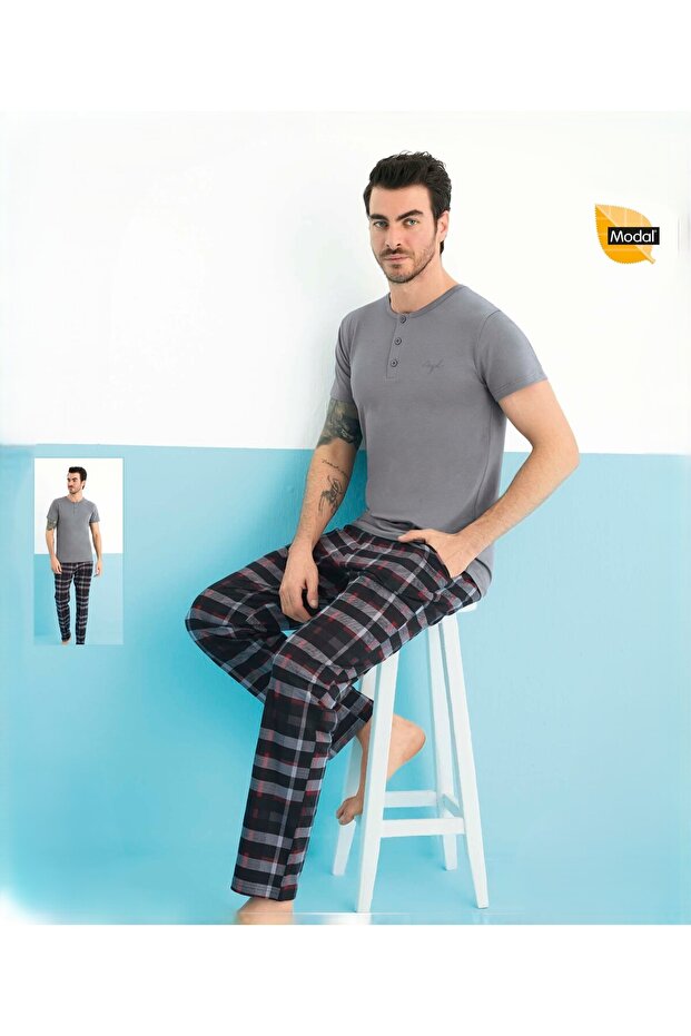 Men's Modal Piece Short Sleeve Pajama Set