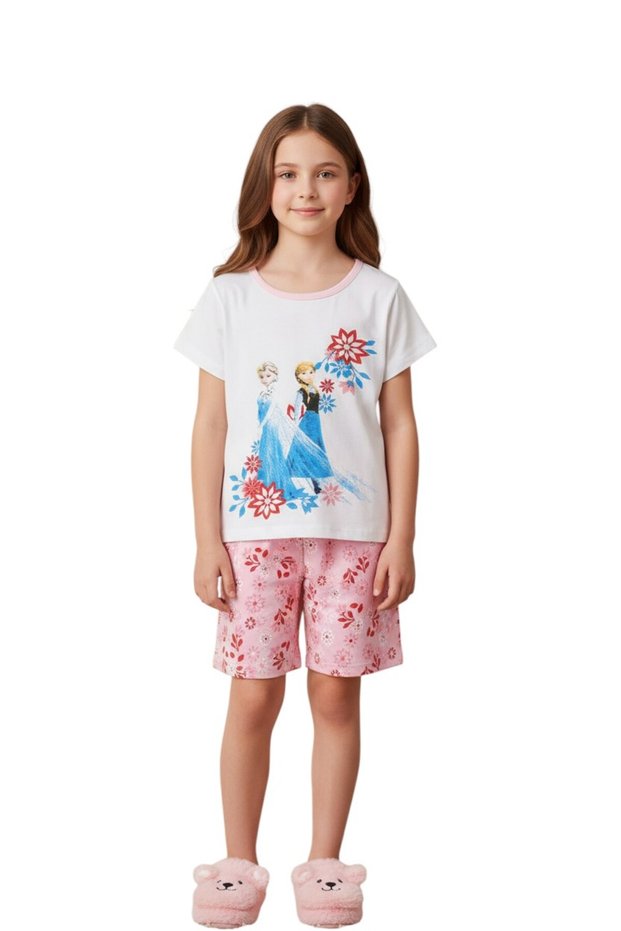 - Girls Night Pajama Set – Short Sleeve Cotton Blend Sleepwear, Red & Blue, 2–6 Years
