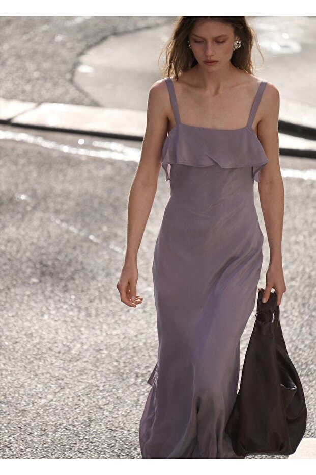 Fırfırlı uzun elbise - 1