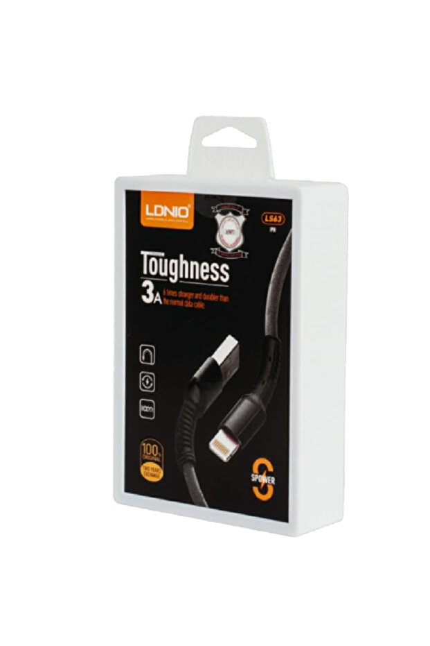 كابل LS63 USB-Lightning للشحن السريع مصنوع من القماش، بتصميم مقاوم للقطع