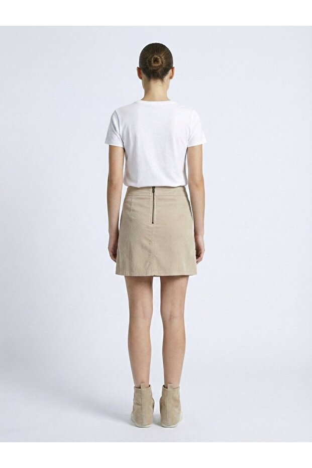 basic cu pliuri Mini-fustă bej - 3