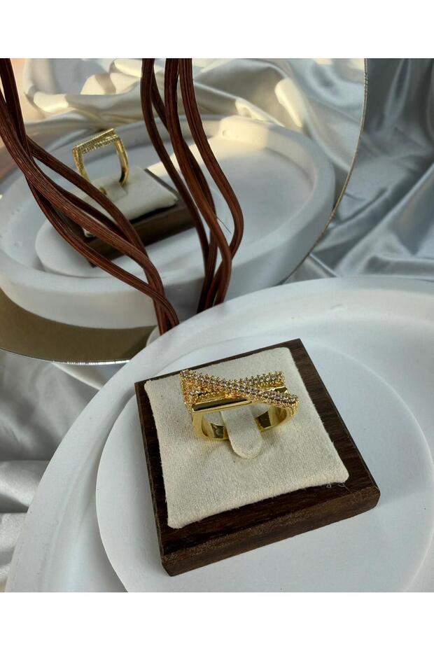 Zircon Stone Cross Model Women's Gold Ring