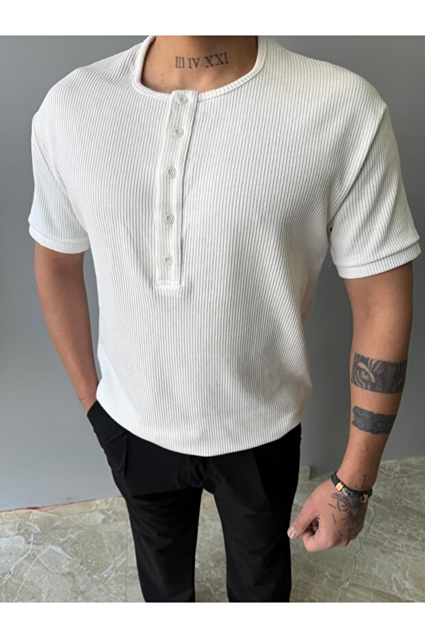 Fitlli Half Pat Button Closure Tshirt - 1