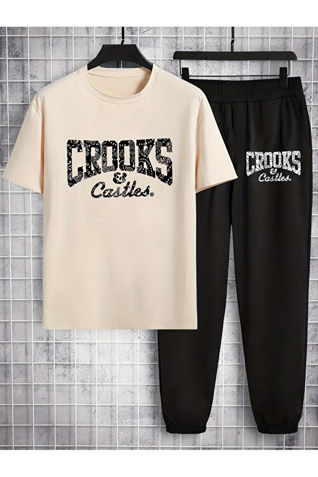 طقم بدلة رياضية كبيرة الحجم من CROOKS مطبوع