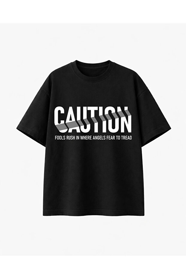 تي شيرت أسود من كاوتون مطبوع - 1