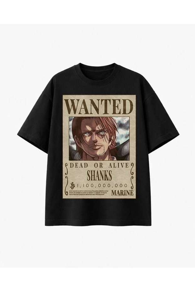 تي شيرت أسود من Wanted Shanks مطبوع