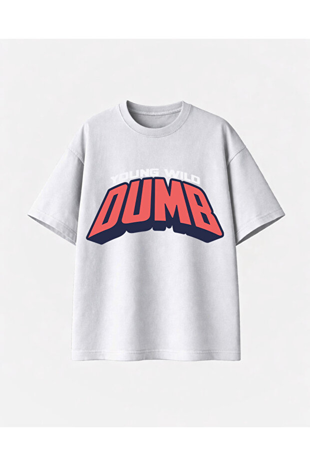 قميص أبيض مطبوع من Dumb - 1