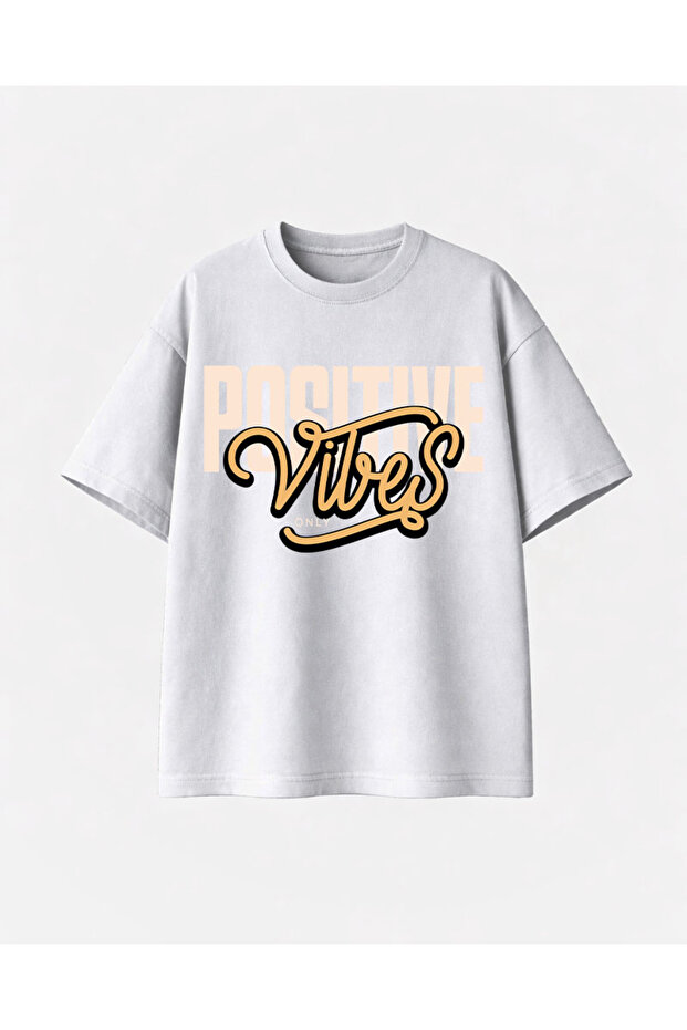 Positive Vibes Printed White T-Shirt
