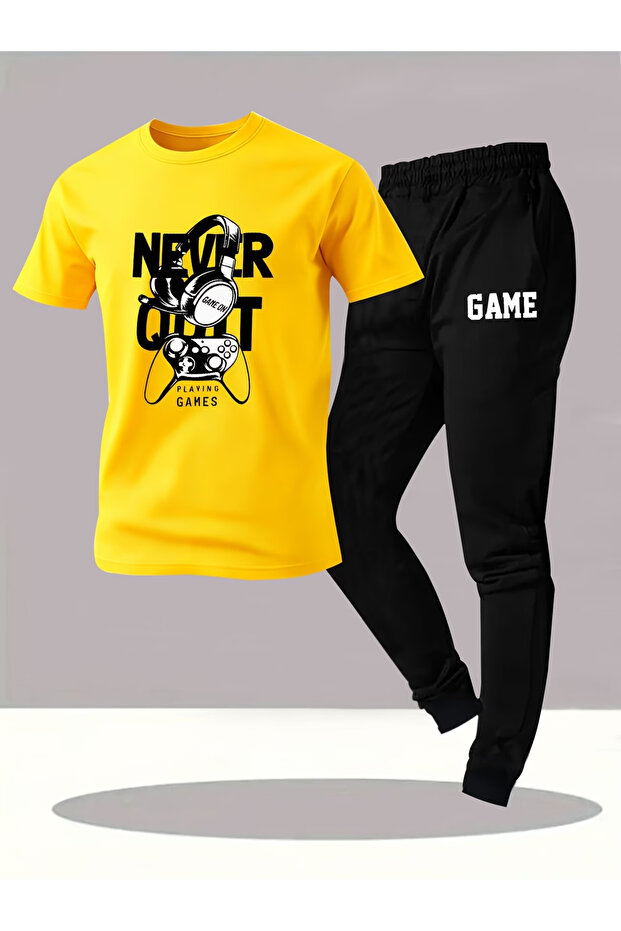 بدلة رياضية كبيرة الحجم من الأسفل إلى الأعلى من NEVER مطبوع - 1