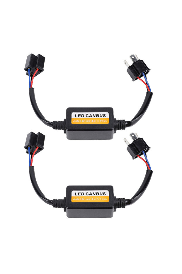 قطعتان من وحدة فك تشفير CANbus LED H4، تعمل بجهد تيار مستمر من 9 إلى 16 فولت، سهلة التركيب والتشغيل، مقاومة لمصابيح LED الأمامية، مزودة بمقاومة فك التشفير. - 1