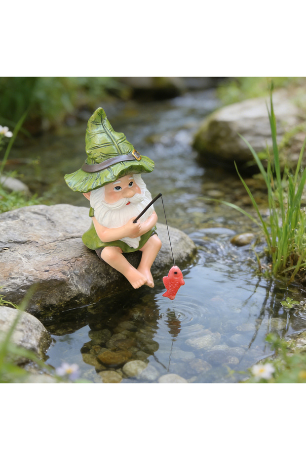 MULTI 1 Green Hat Dwarf Fishing, Creative Garden Decoration Ornament, Saint Patrick's Day Decoration