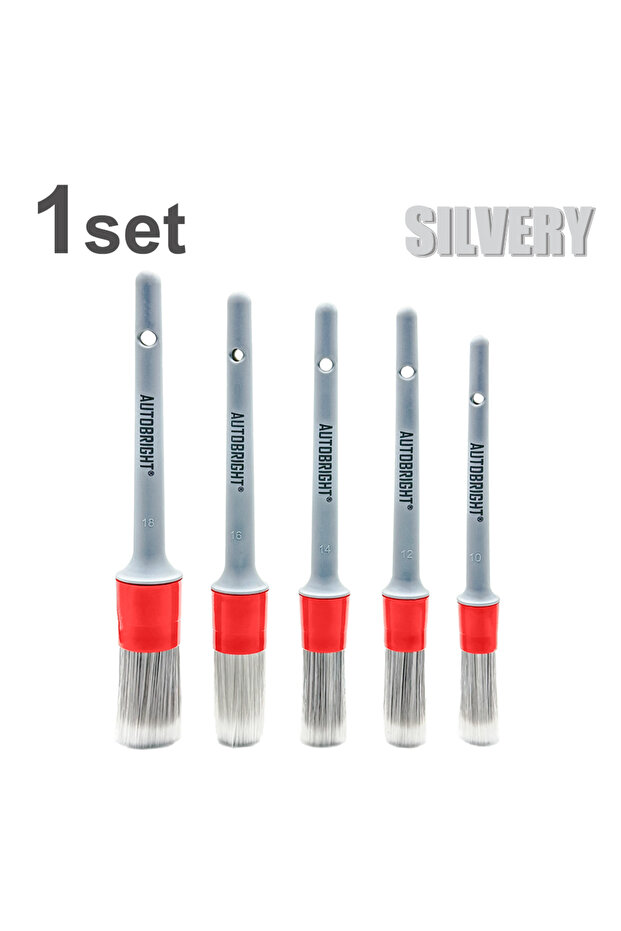 1 set Silver brush AUTOBRIGHT 5pcs Car Wash Brushes High quality soft brush Dense Bristles Car Detai