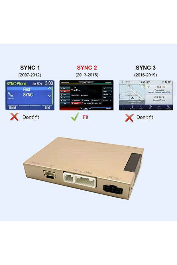 نظام Sync2 CARABC لسيارات فورد مع دعم Carplay اللاسلكي وAndroid Auto لسيارات إكسبلورر وفوكس وفييستا وسي-ماكس وإيدج