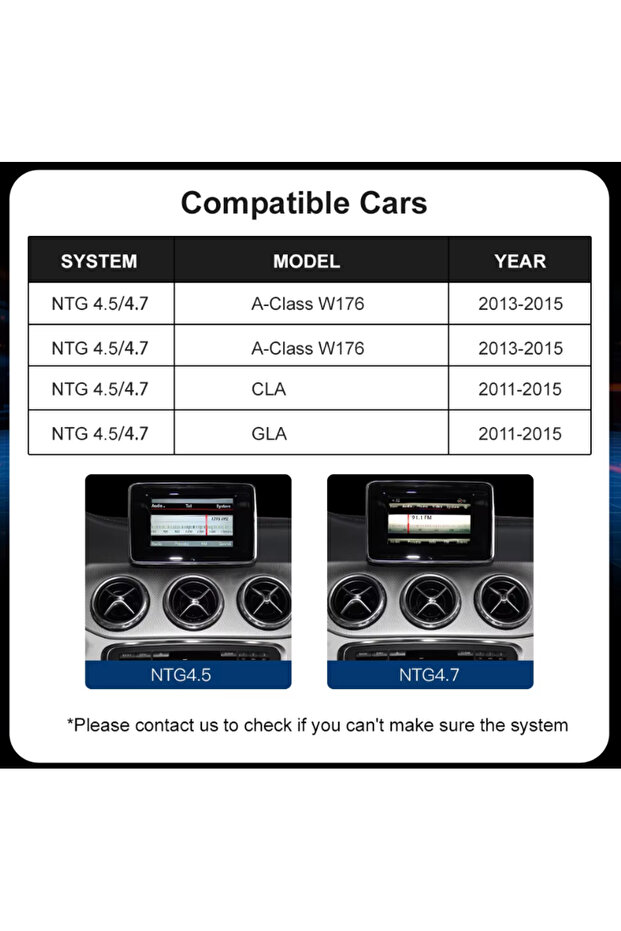 متوافق مع نظامي التشغيل اللاسلكي CarPlay و Android Auto من الجيل الرابع والخامس (NTG4.5 و NTG5.0) لسيارات مرسيدس بنز من الفئات A و B و C و E و GLA و CLA و CLE و W