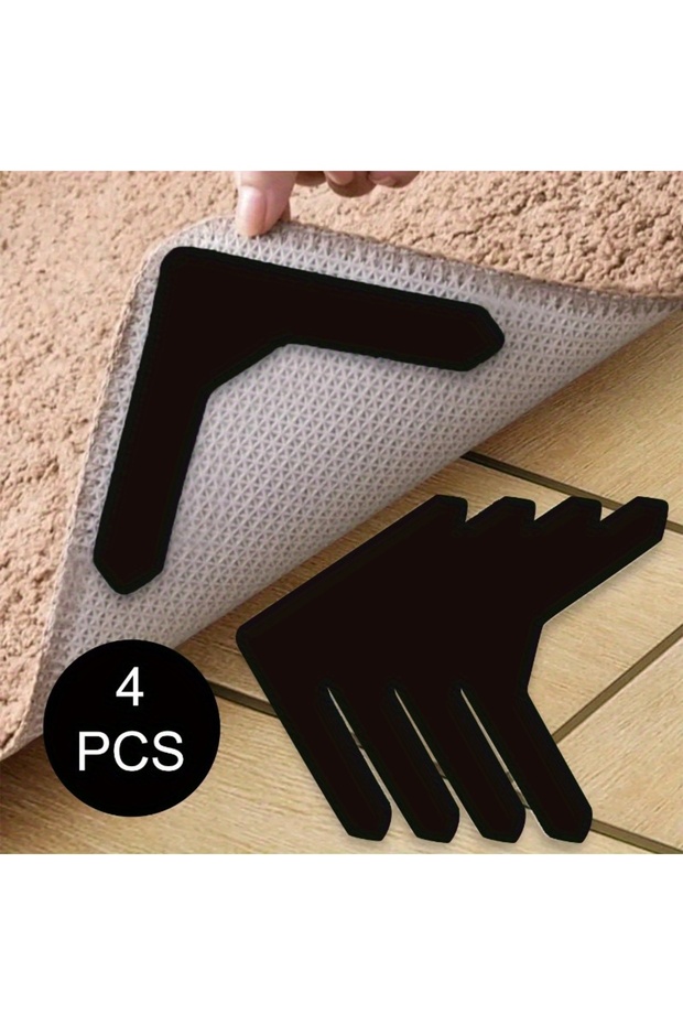 4pcs 4pcs Non-slip Carpet Gripper Stickers - Durable Anti-drill Design for Living Room, Dining, Bath