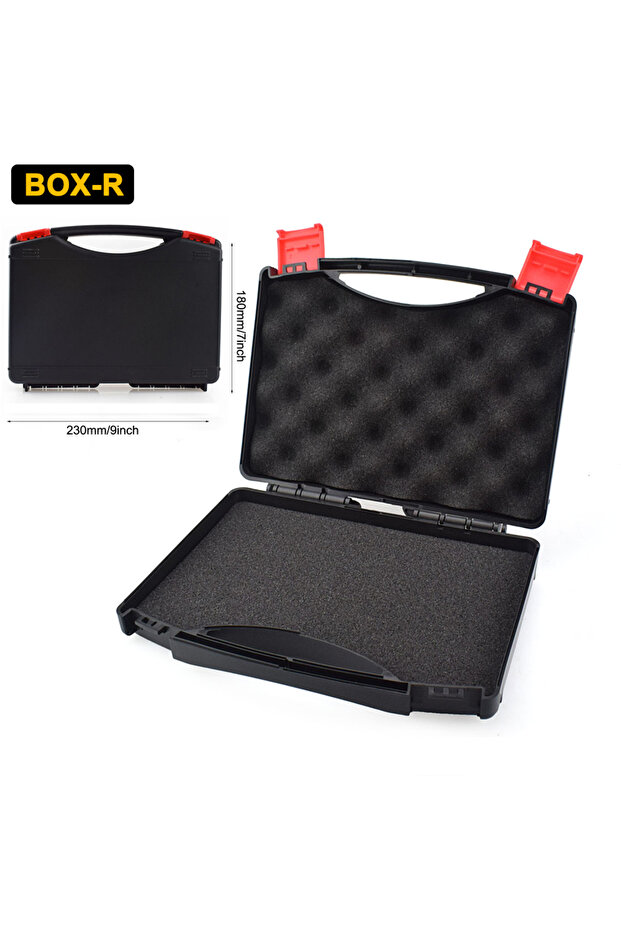 صندوق أدوات أحمر من نيوكالوكس، علبة تخزين بلاستيكية متعددة الوظائف مع حصائر إسفنجية لحماية الأدوات - 1
