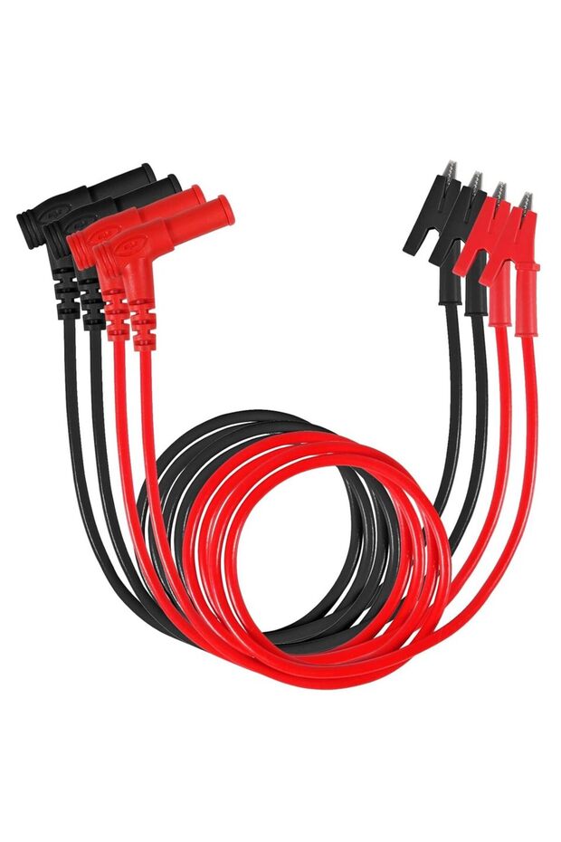 2pairs 4PCS Multimeter Test Leads Right Angle Banana Plug to Alligator Clip Heavy Duty Silicone Wire