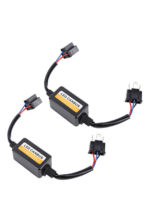 قطعتان من وحدة فك تشفير CANbus LED H4، تعمل بجهد تيار مستمر من 9 إلى 16 فولت، سهلة التركيب والتشغيل، مقاومة لمصابيح LED الأمامية، مزودة بمقاومة فك التشفير. - 4