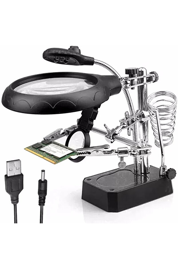 TE-800 Soldering holder Magnifying Glass With Professional Led Light Alligator Clip Holder Clamp Hel