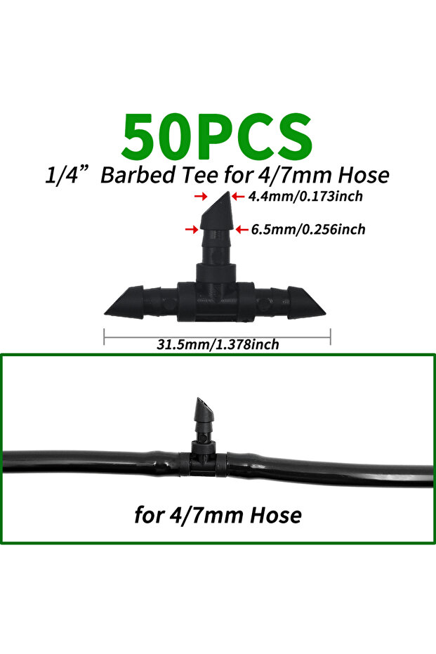 E-50pcs 50pcs Barbed Connectors Irrigation Fittings Drip Irrigation Barbed Connectors 4/7mm Tubing F