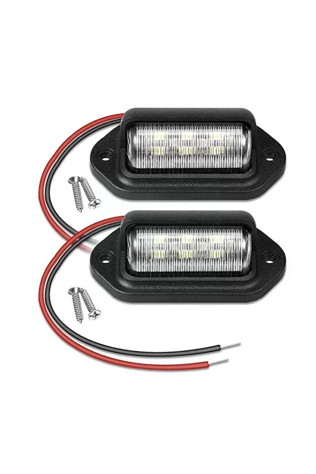 2pcs black 1/2pcs 6LED 12-24V Universal for Car Number Plate Lights Waterproof Truck RV Trailer Tail