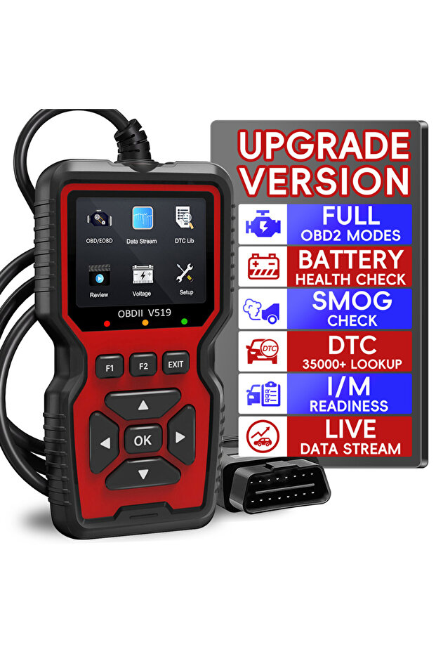 جهاز تشخيص أعطال OBD2 أحمر، ماسح ضوئي لرموز أعطال السيارات OBDII EOBD، رمز عطل ضوء المحرك، رمز OBD - 1