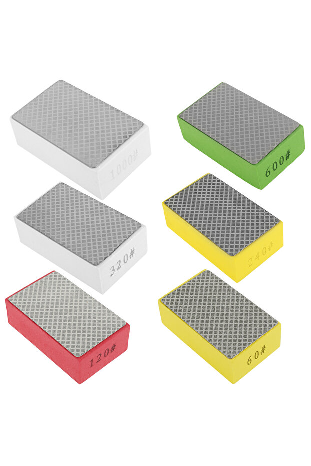 6Pcs 4/6Pcs Diamond Hand Polishing Pads Set Wet Dry Diamond Sanding Block & Sponge Backing Diamond S