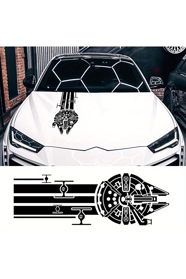 60x20CM CH-MF-Black-G 1PC Aircraft Pattern Car Stickers Waterproof Sunscreen for Hood Cover Scratche