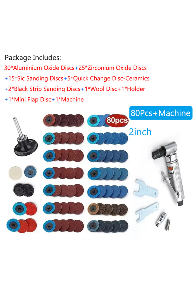 with 80pcs Mini 1/4 Air Angle Die Grinder 90° Pneumatic Grinding Polisher Mill Engraving Machine Car