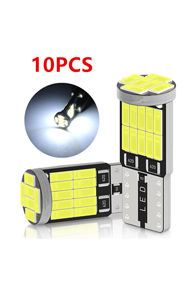 T10 10PCS White 10PCS Led T10 Bulb 194 W5W Light 5w5 501 168 WY5W Interior License Plate 4014/26SMD