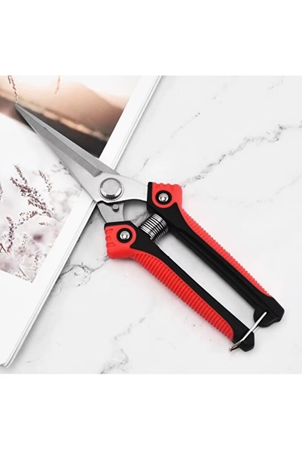 Red Professional Pruning Shear Branch Scissors Stainless Steel Non-Slip Handle Sharp Fruit Vegetable