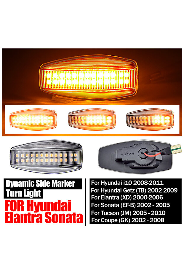 Crystal white 2pcs For Hyundai Flowing Water Indicator LED Side Marker Turn Signal Light For Elantra