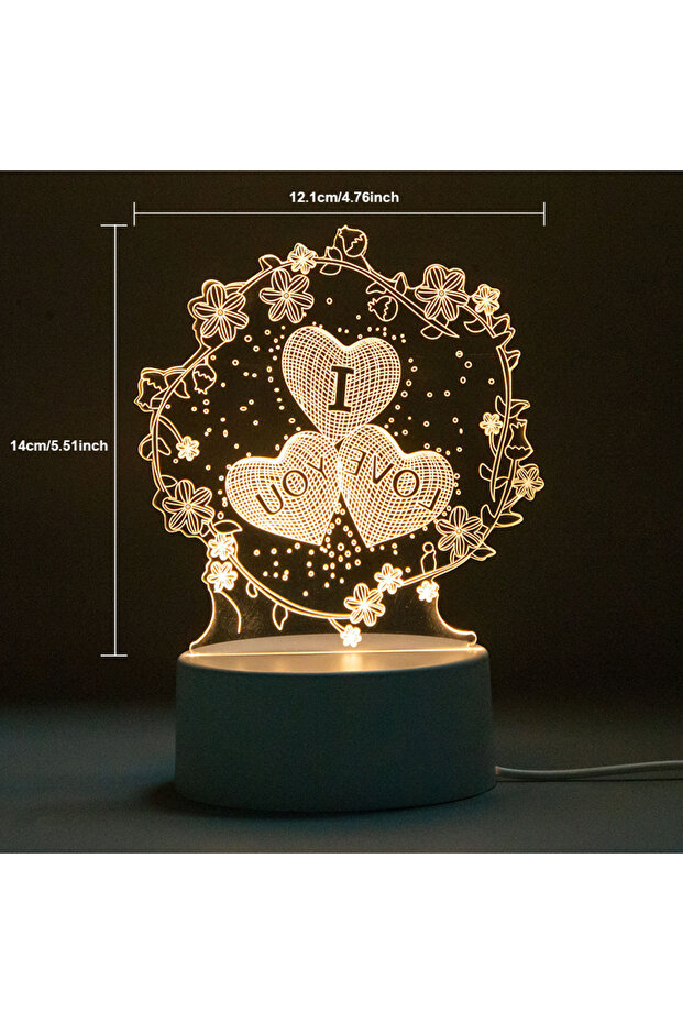 Valentine Gifts 3D LED Table Top Night Light (Decorative Display -Tricolour) (I Love You)