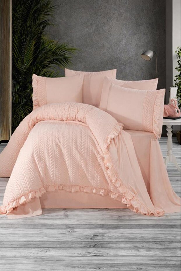 Nova 100% Cotton Double Duvet Cover Set Powder