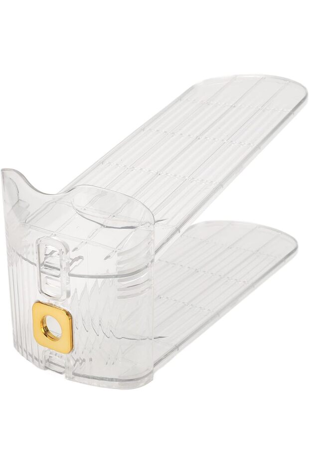 Shoe Organizer 20x10x6.5cm Clear Plastic Adjustable Double Layer Rack - Space Saving Stackable - 1