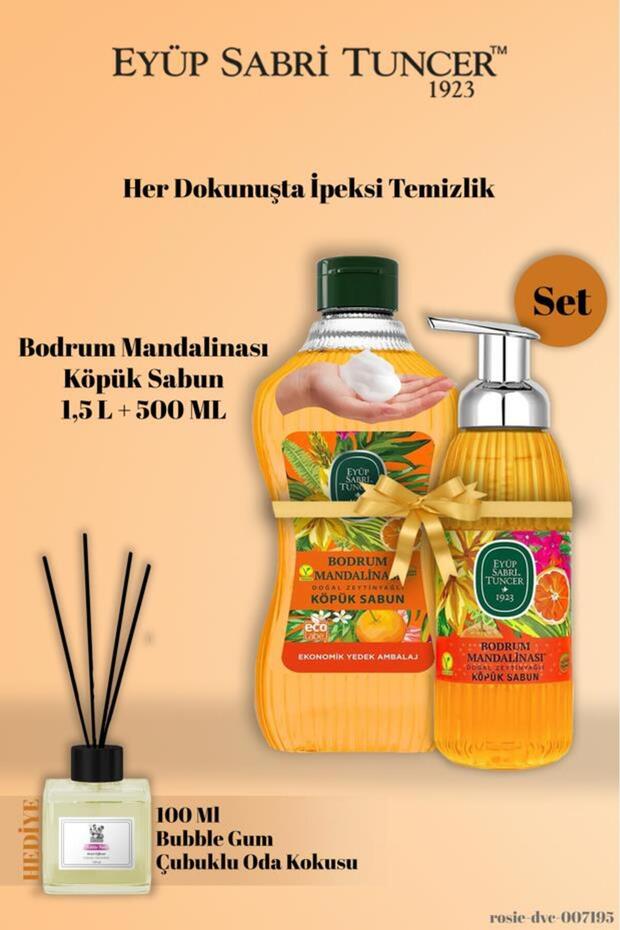 1.5 L + 500 ml Bodrum Tangerine Foam Soap Bubble Gum Scent Gift