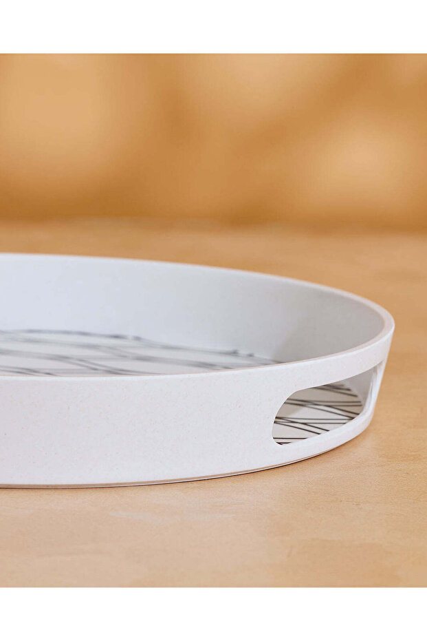 Grey Bamboo Round Serving Tray - 4